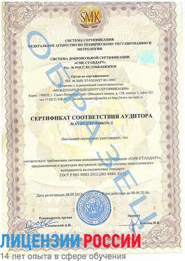 Образец сертификата соответствия аудитора №ST.RU.EXP.00006191-2 Топки Сертификат ISO 50001